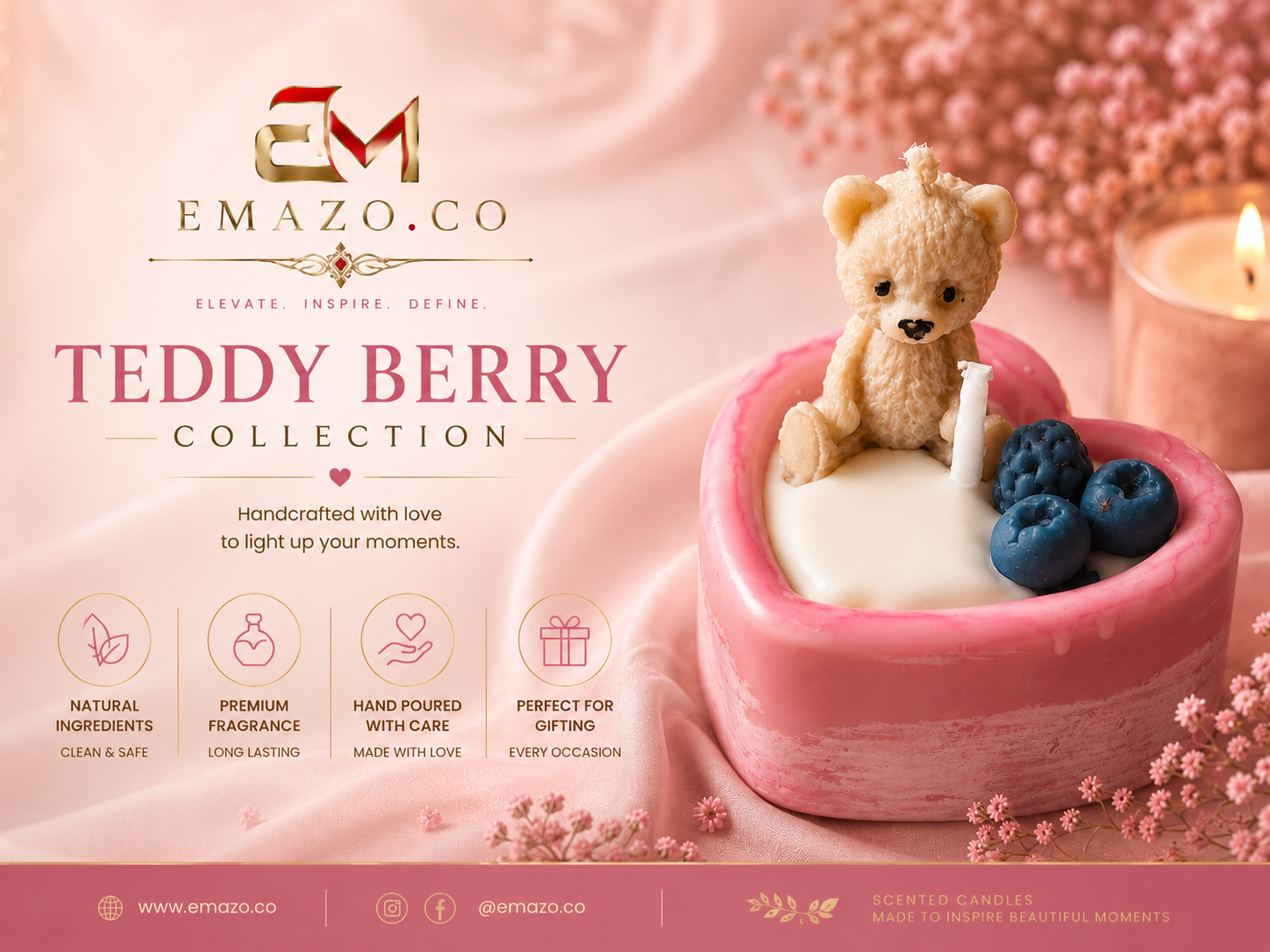 EMAZO Teddy Berry Candle – 85g